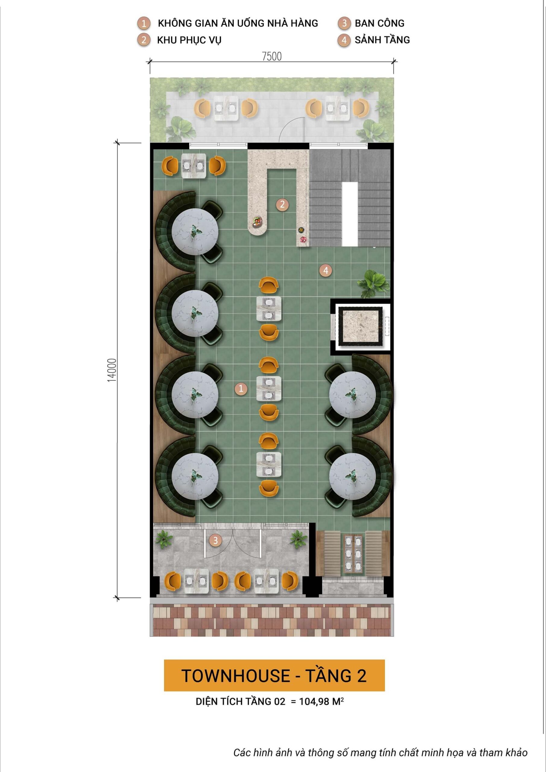 layout nhà phố charmora tầng 2