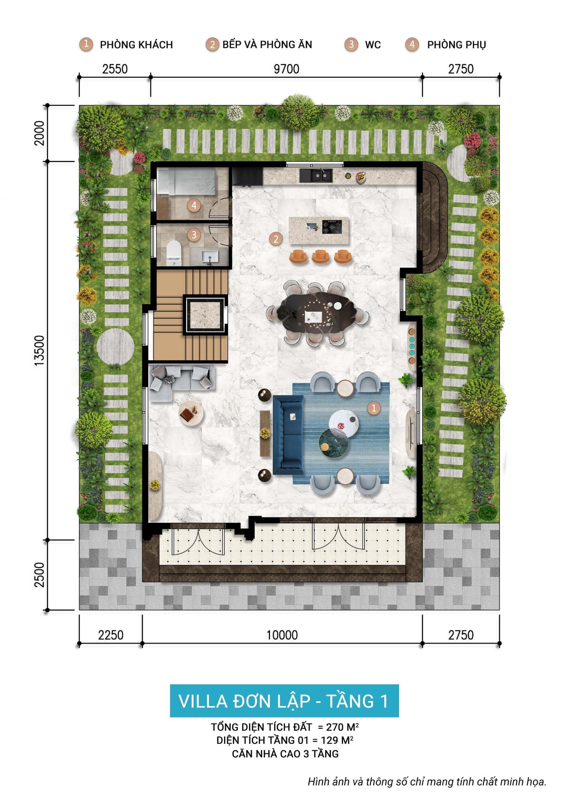 layout biệt thự đơn lập charmora city tầng 1