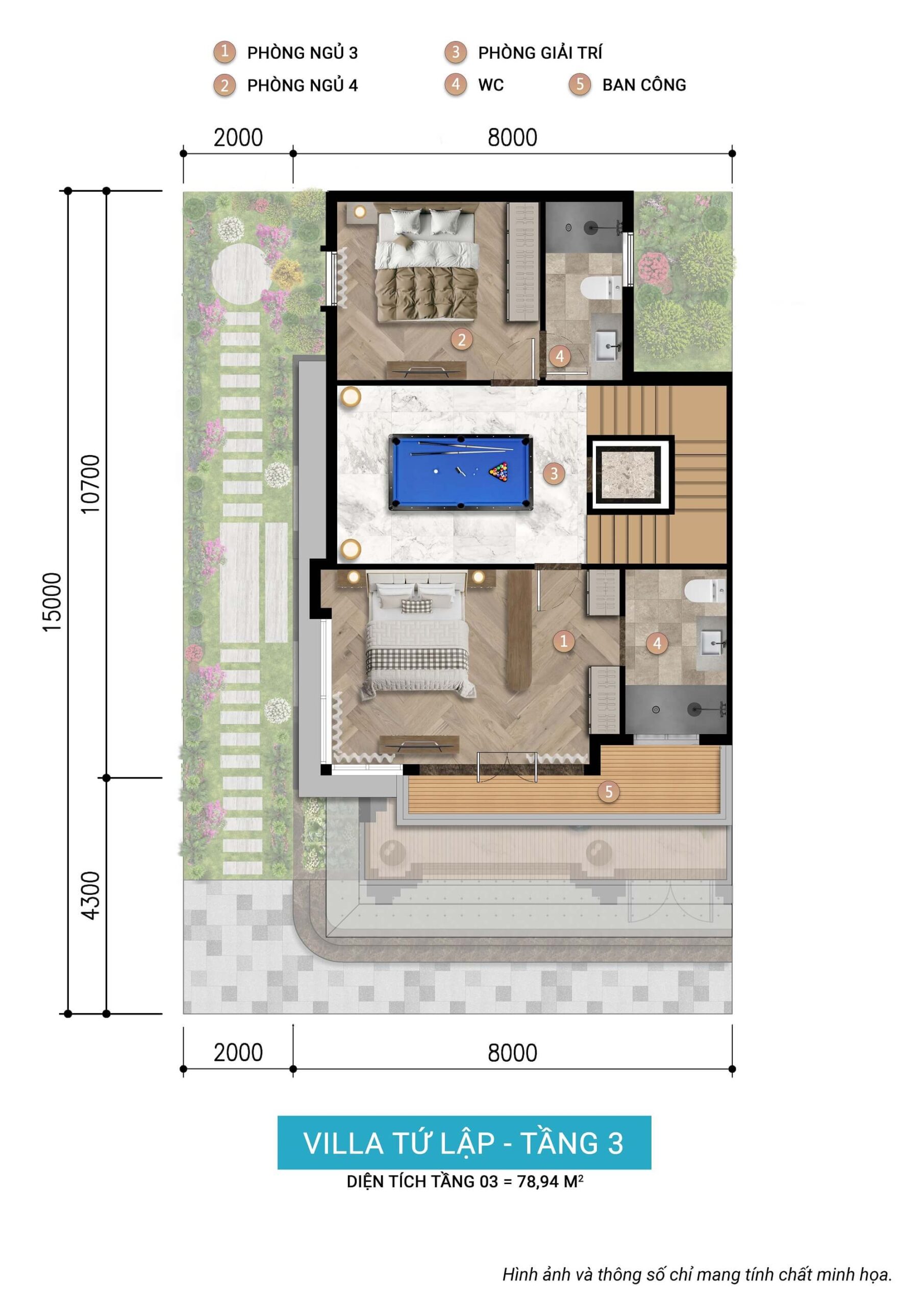 villa tứ lập tầng 3