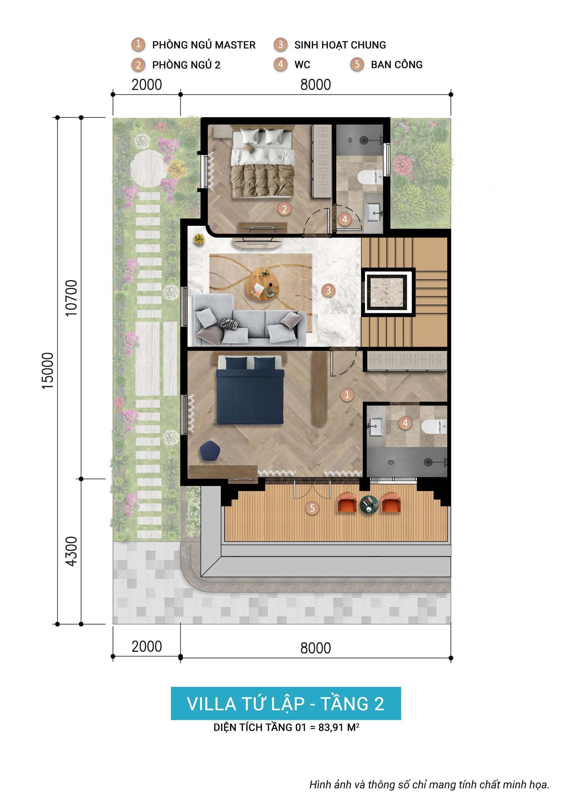 villa tứ lập tầng 2