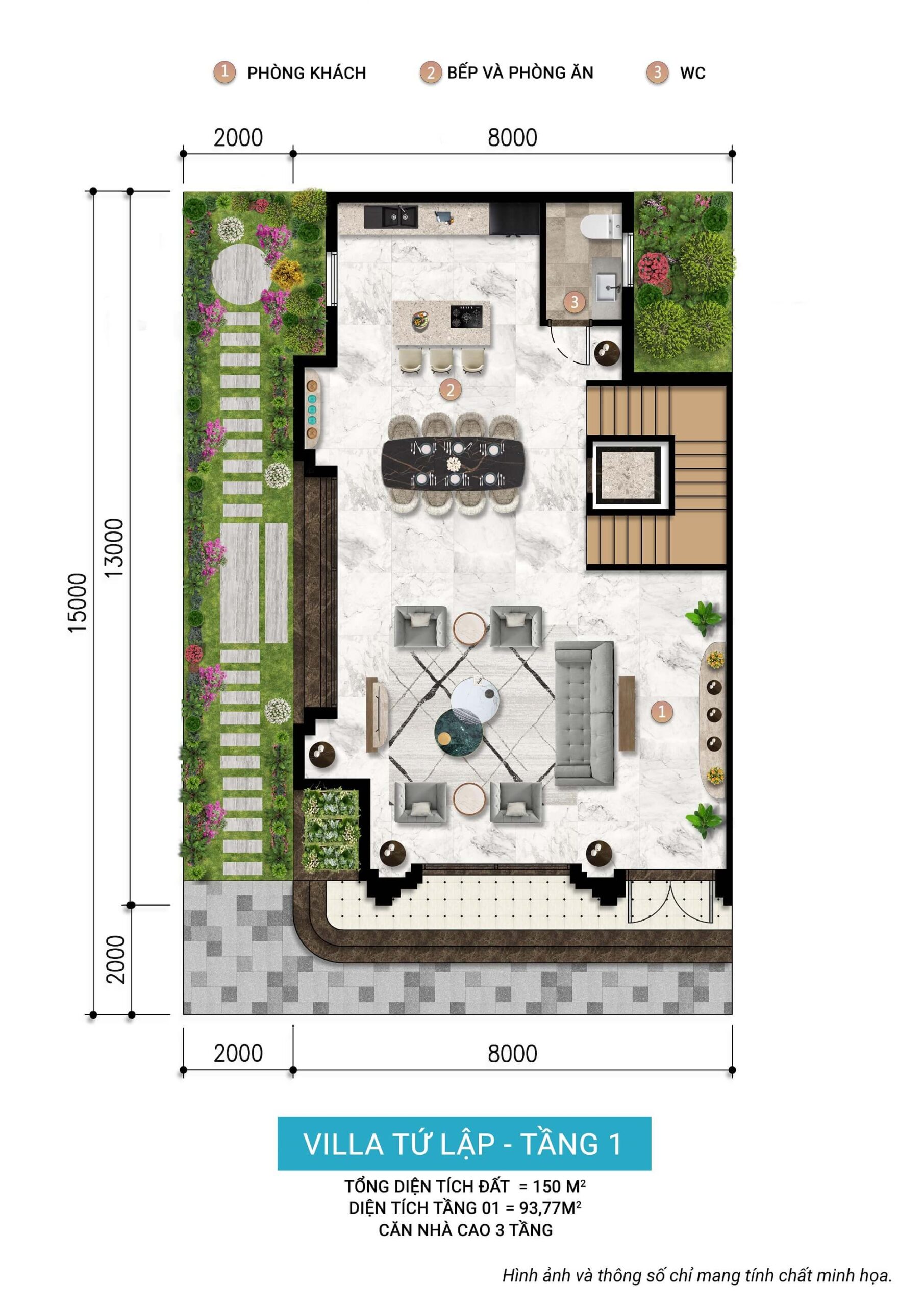 villa tứ lập tầng 1